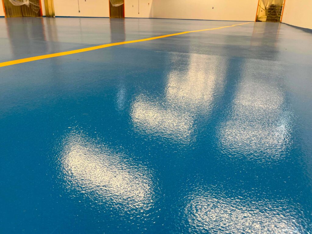 Epoxico Poliuretano cascara de naranja color azul.