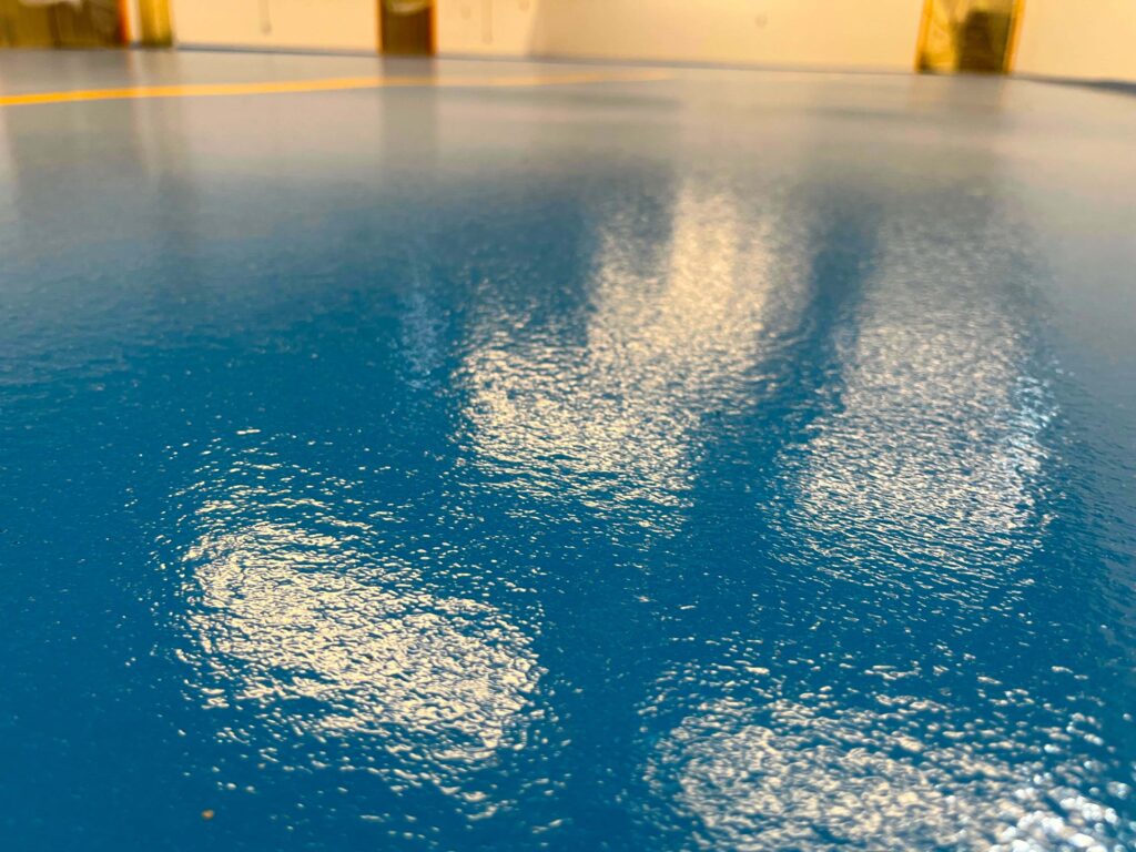 Epoxico Poliuretano cascara de naranja color azul.
